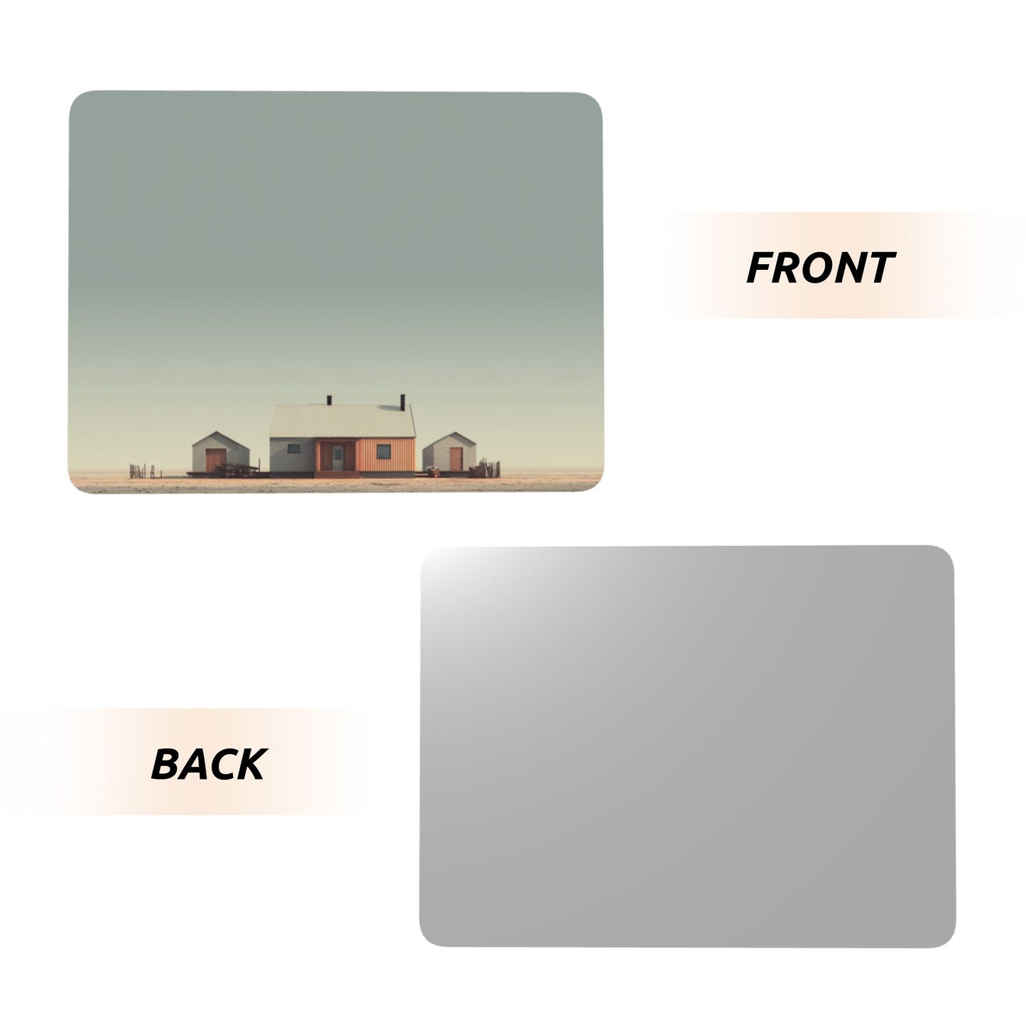 Minimalist Farmhouse Landscape – Horizontal Metal Photo Plaque with Wooden Stand, Desktop Decor