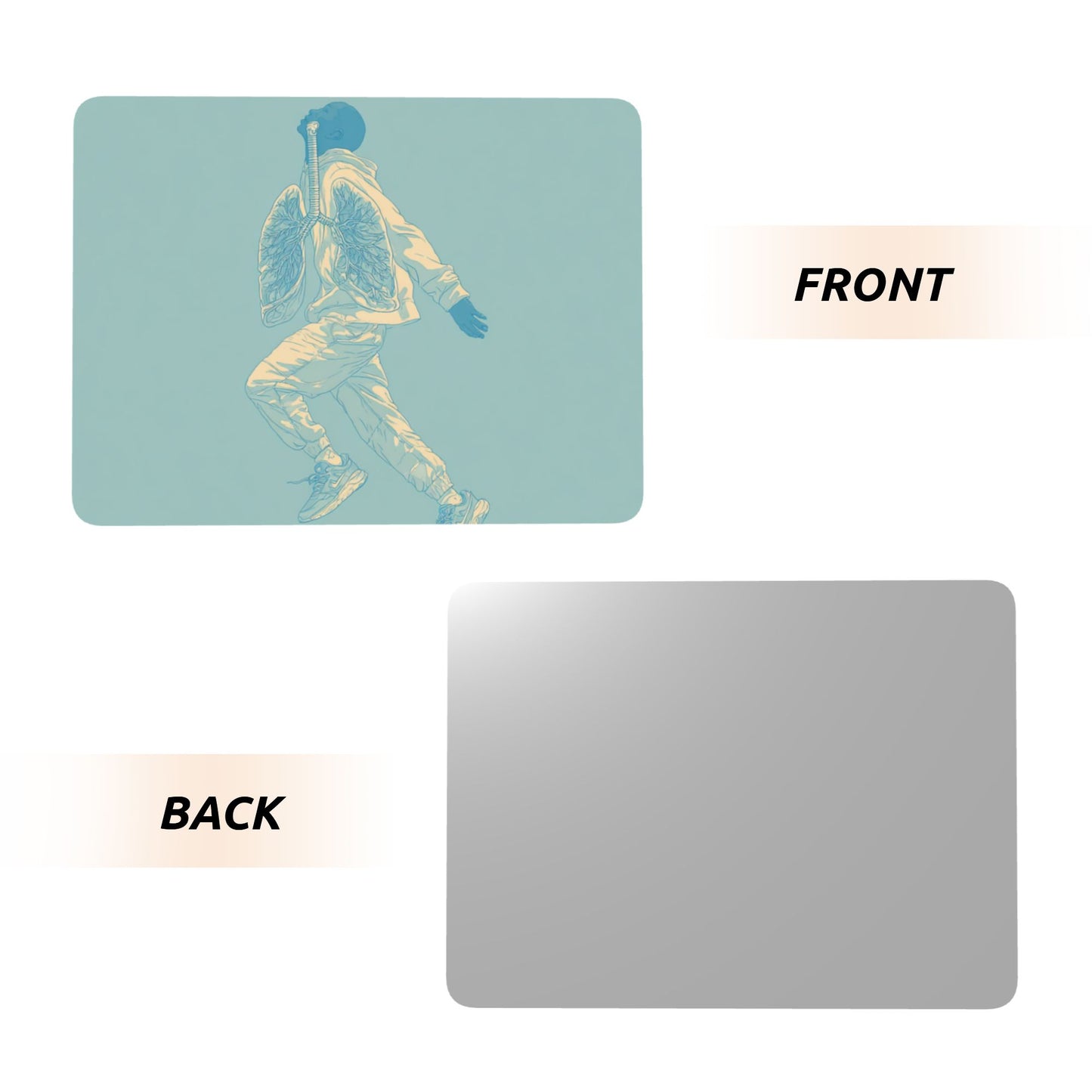 Illustrated Figure Metal Photo Display – Horizontal Aluminum Art Print with Wooden Stand, Creative Desktop Decor