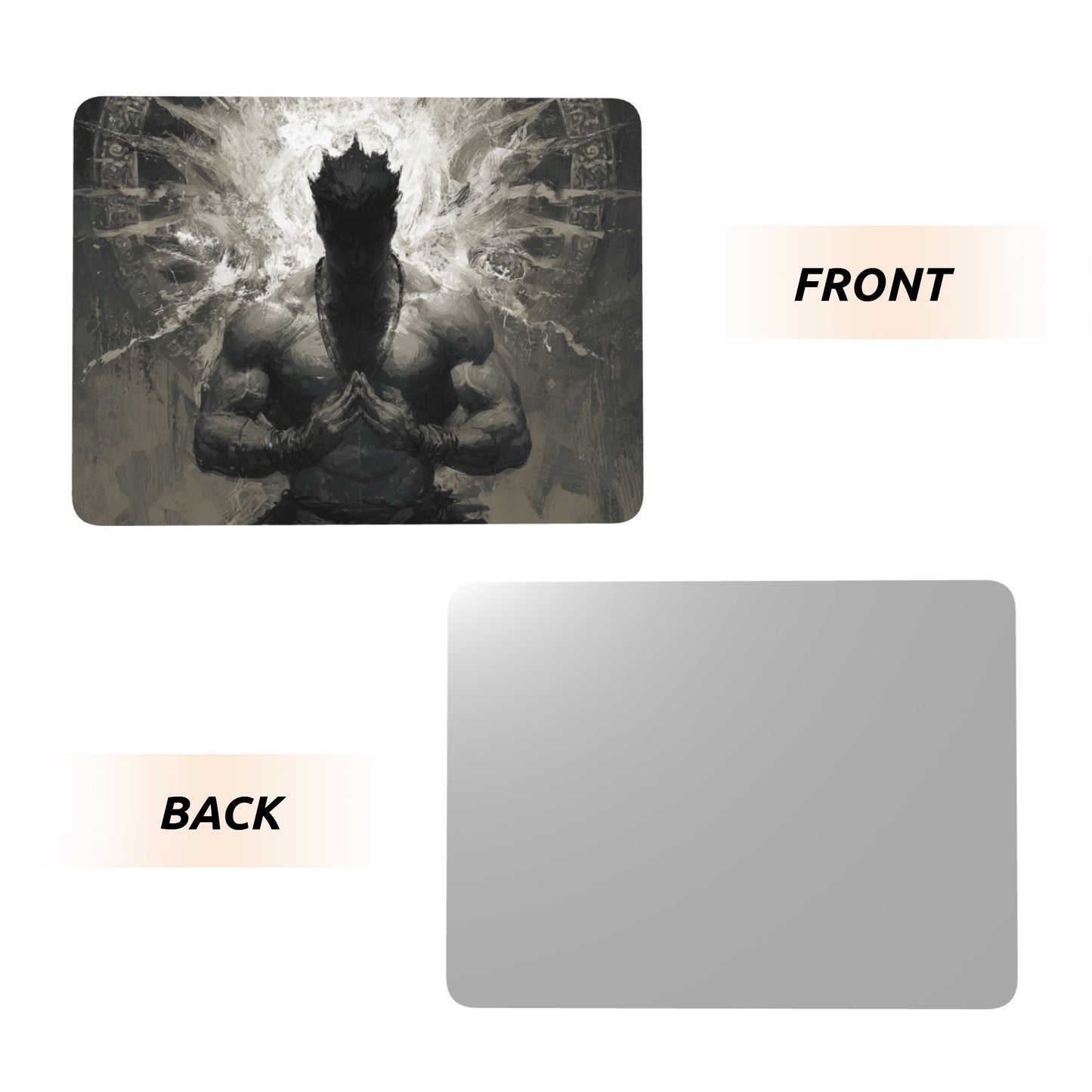 Meditative Warrior Metal Photo Display – Horizontal Strength & Focus Aluminum Print with Wooden Stand, Martial Zen Desk Decor