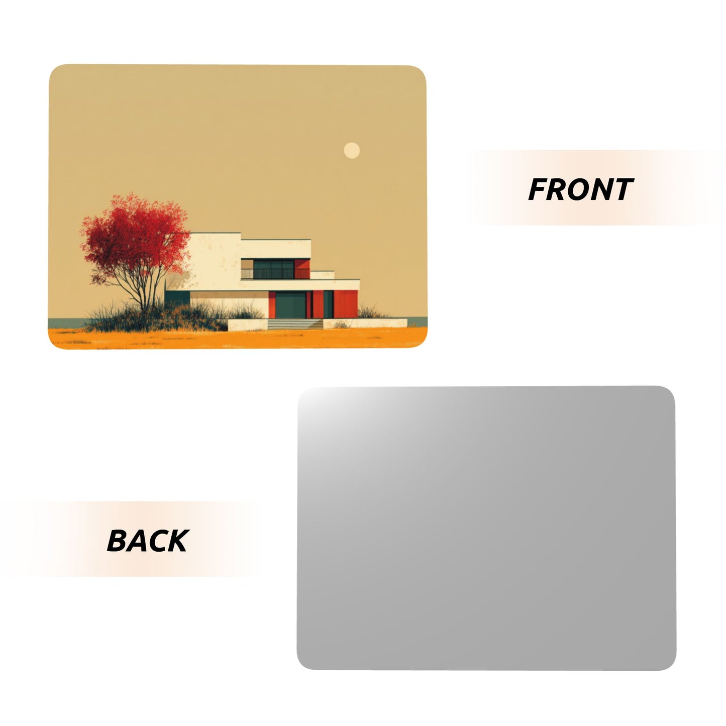 Horizontal Modern Metal Photo Display with Wooden Stand – Minimalist Tabletop Art Decor for Home & Office