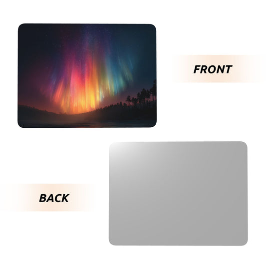 Aurora Nightscape Metal Photo Display – Horizontal Aluminum Print with Wooden Stand for Desk & Home Decor