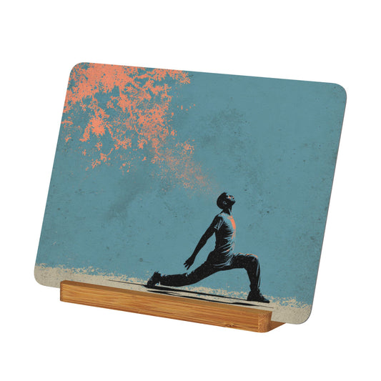 Graffiti Style Figure Metal Photo Display – Horizontal Matte Aluminum Art Print with Wooden Stand, Urban Desk Decor