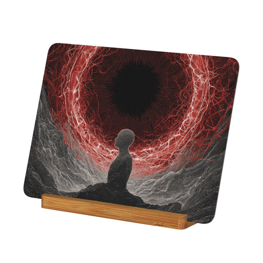 Eye of Contemplation Metal Photo Display – Horizontal Fantasy Consciousness Art Print on Aluminum with Wooden Base