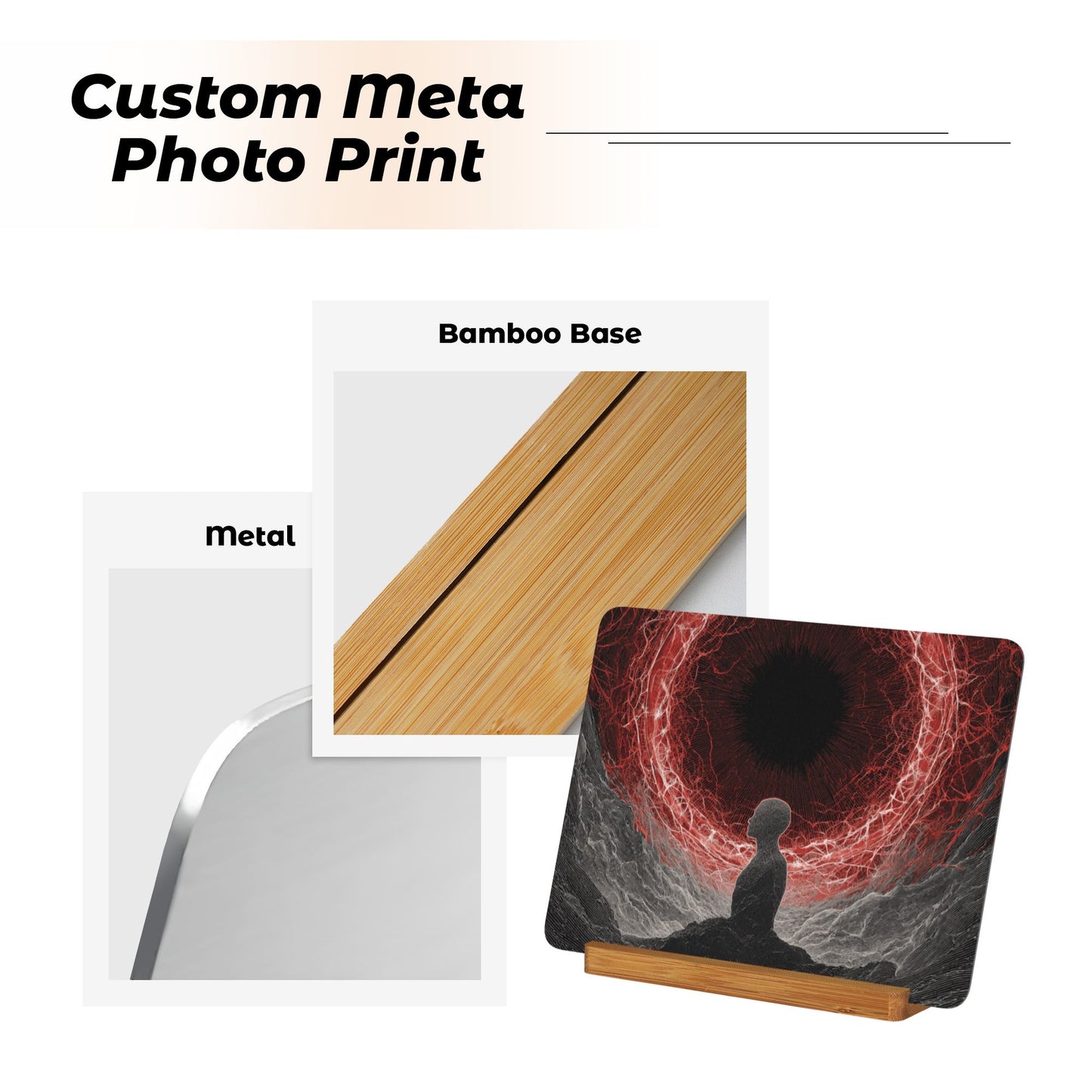 Eye of Contemplation Metal Photo Display – Horizontal Fantasy Consciousness Art Print on Aluminum with Wooden Base